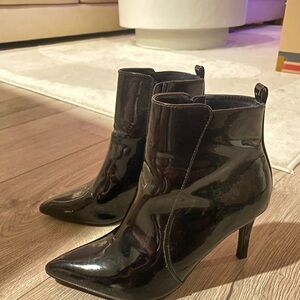 Elegant Black Patent Leather Ankle Boots
